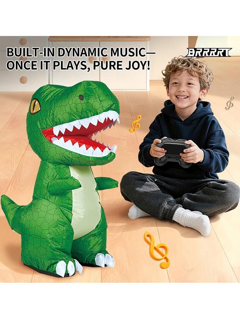 24-Inch Remote Control Inflatable Dinosaur Toy with Sound & 360° Rotation Brown - Picture 6 of 7